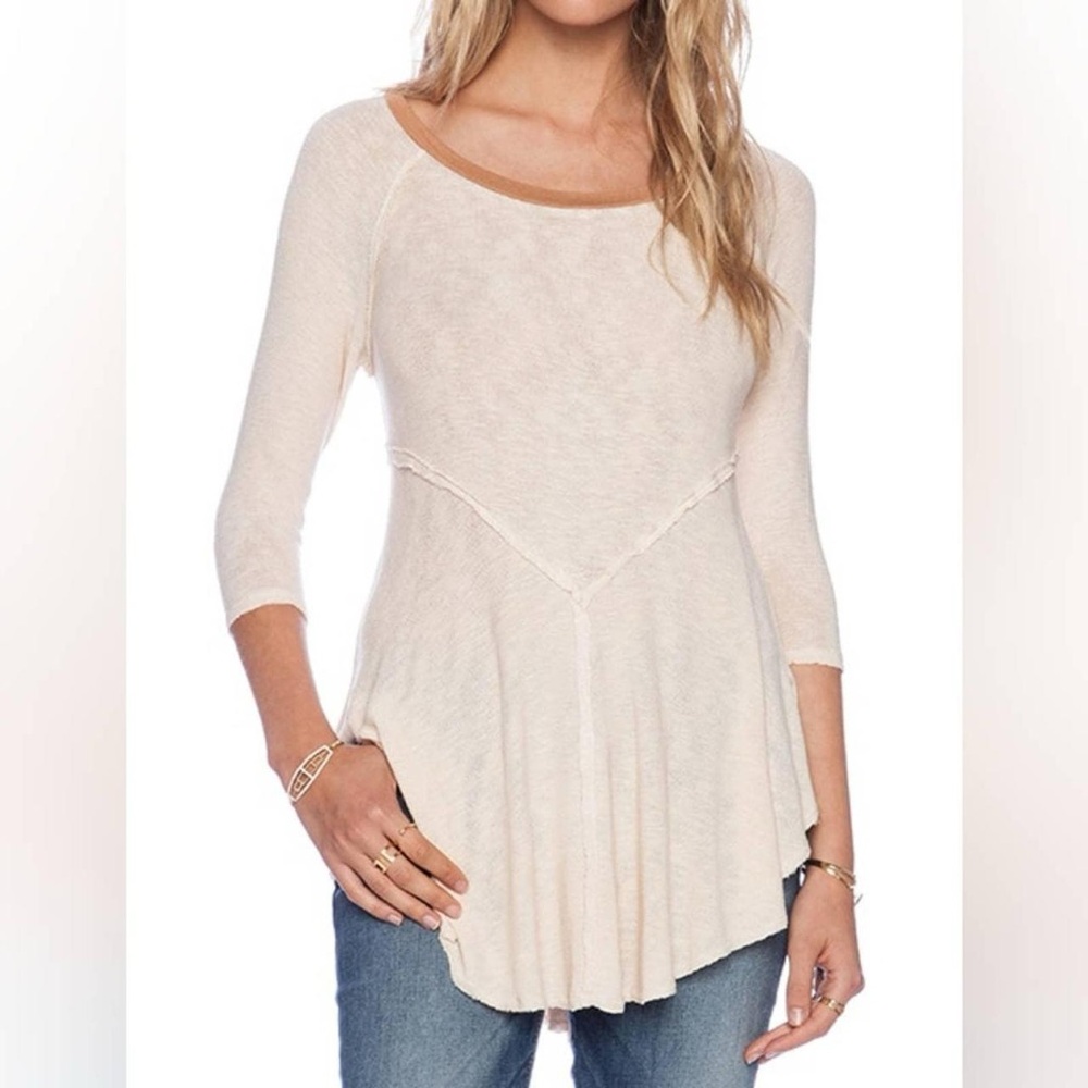 Free People Intimately Weekend Sheer Layered 3/4 Sleeve Blouse Size M